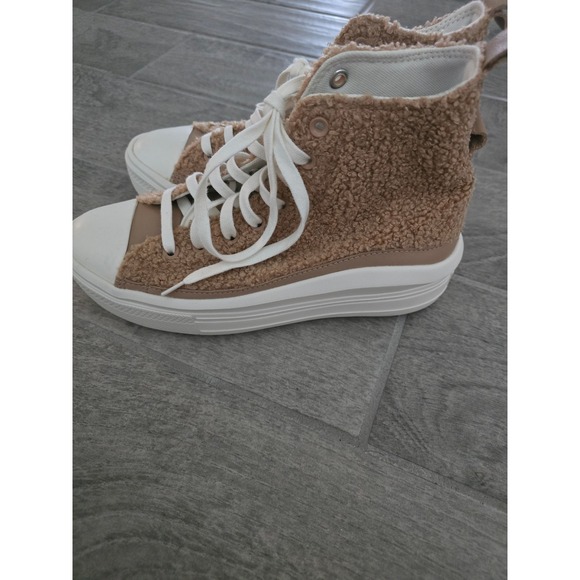 Converse All Star Lift Platform High Top Teddy Sneakers Brown Tan Womens 8.5 - Picture 6 of 8